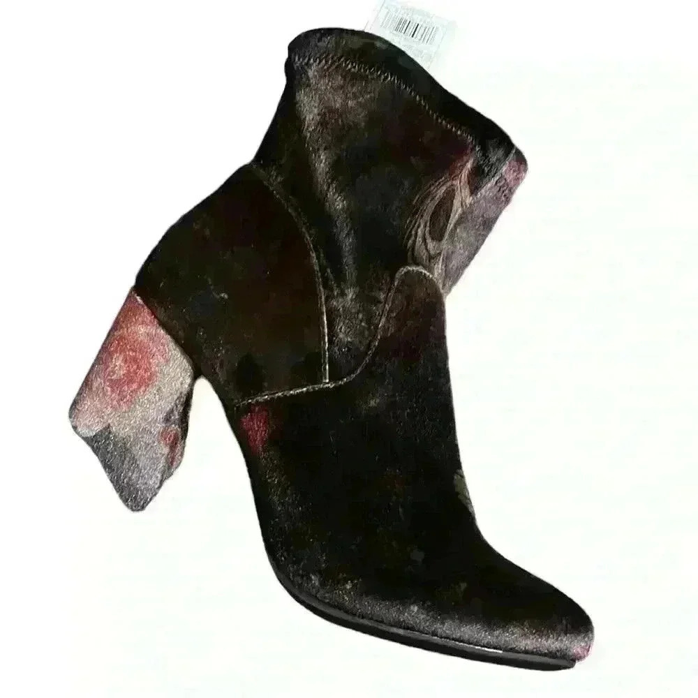 NWT A NEW DAY Target Velvet Floral Peacock Ankle Boots Heels Size 6.5 - Picture 7 of 7